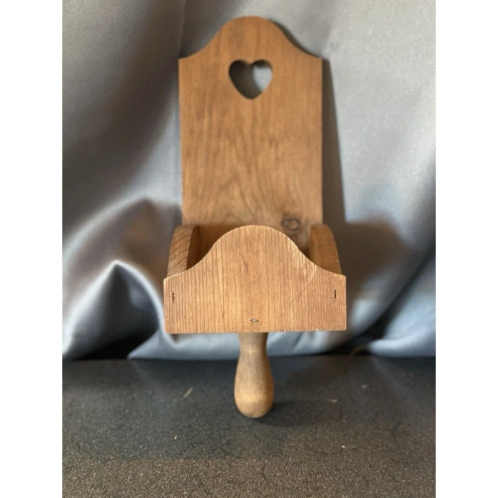 VTG Wood Heart Wall Candle Holder Farmhouse cottagecore grandmacore country 90's